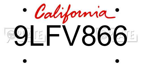 9LFV866 California License Plate