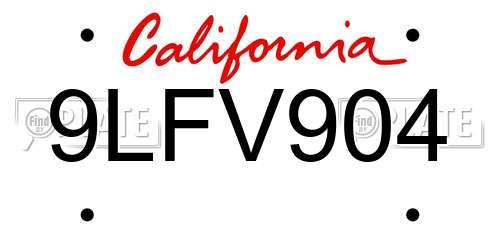 9LFV904 California License Plate
