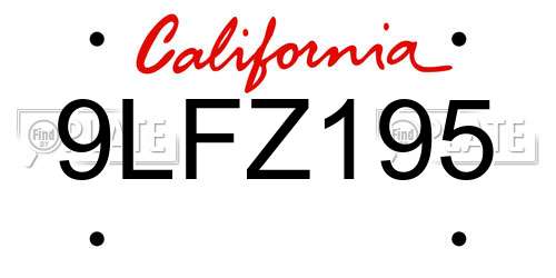 9LFZ195 California License Plate