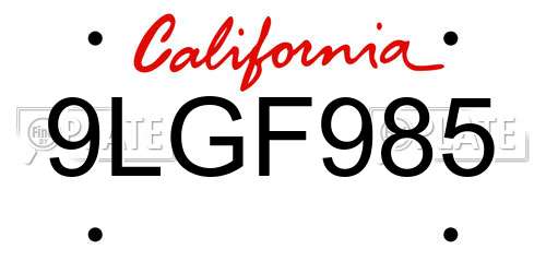 9LGF985 California License Plate