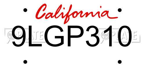 9LGP310 California License Plate