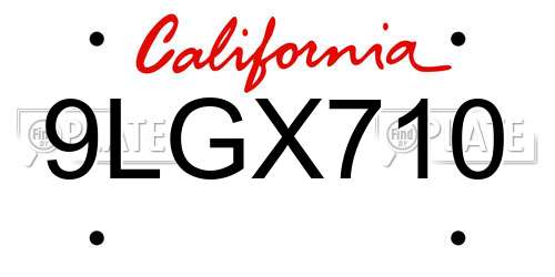 9LGX710 California License Plate