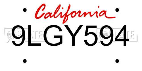 9LGY594 California License Plate