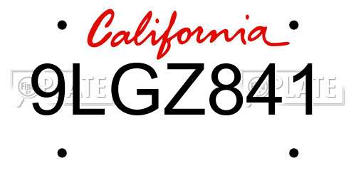 9LGZ841 California License Plate