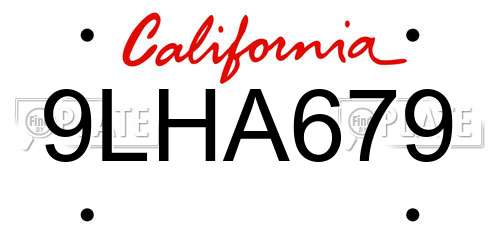 9LHA679 California License Plate