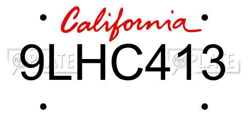 9LHC413 California License Plate