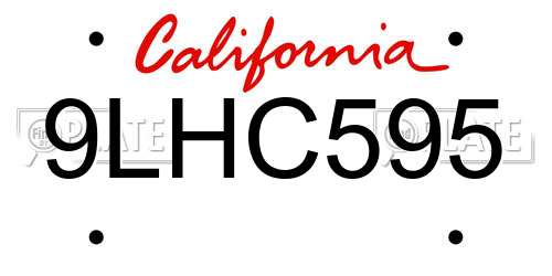 9LHC595 California License Plate