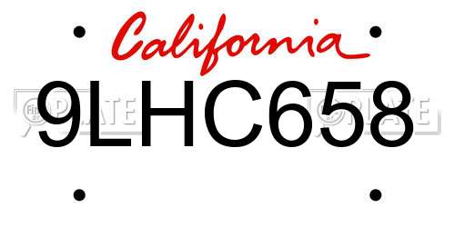9LHC658 California License Plate