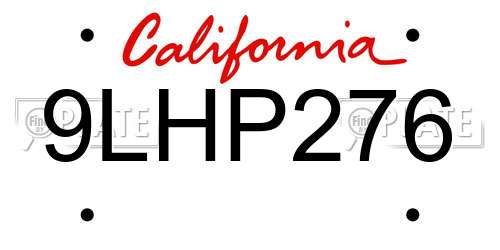 9LHP276 California License Plate