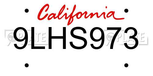 9LHS973 California License Plate