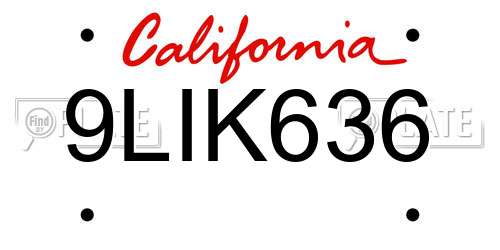 9LIK636 California License Plate