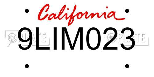 9LIM023 California License Plate