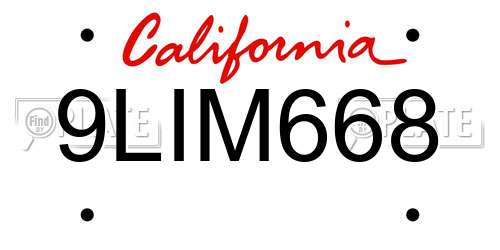 9LIM668 California License Plate