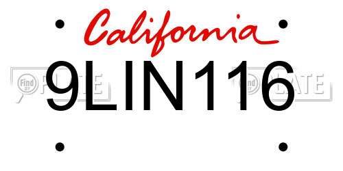 9LIN116 California License Plate