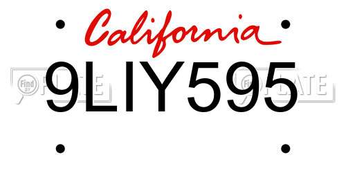 9LIY595 California License Plate