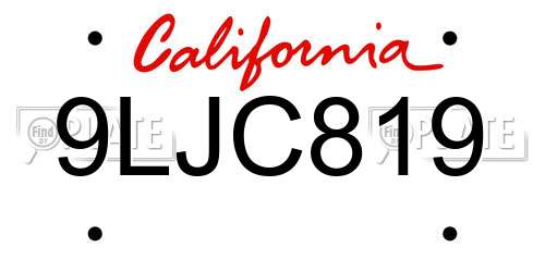 9LJC819 California License Plate