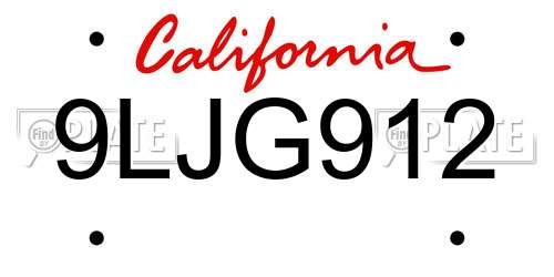 9LJG912 California License Plate