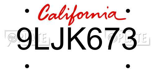 9LJK673 California License Plate