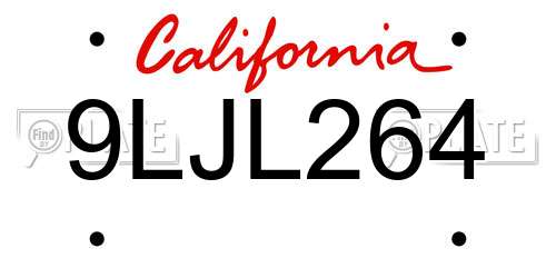 9LJL264 California License Plate