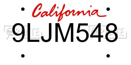 9LJM548 California License Plate