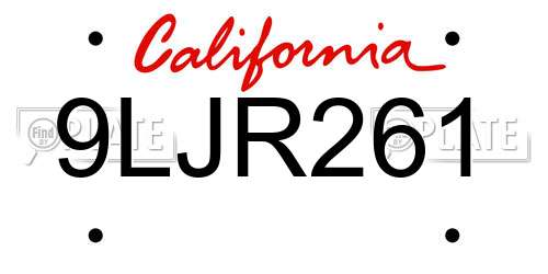 9LJR261 California License Plate