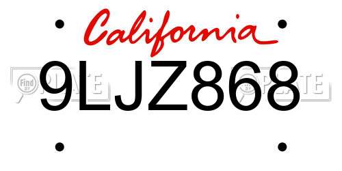 9LJZ868 California License Plate