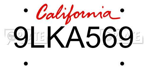 9LKA569 California License Plate
