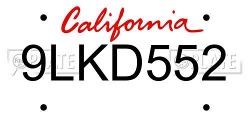 9LKD552 California License Plate