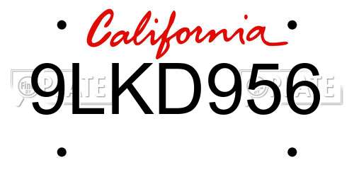 9LKD956 California License Plate