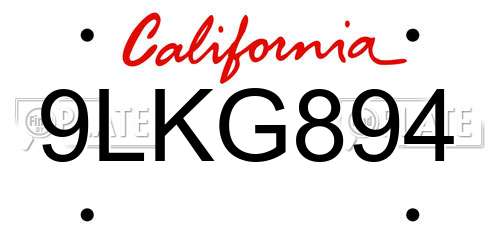 9LKG894 California License Plate