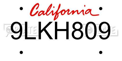 9LKH809 California License Plate