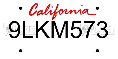 9LKM573 California License Plate