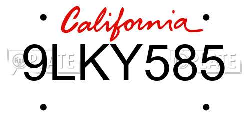 9LKY585 California License Plate