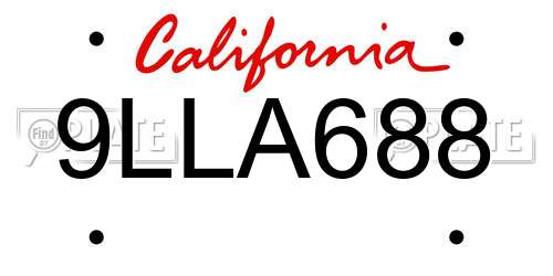 9LLA688 California License Plate