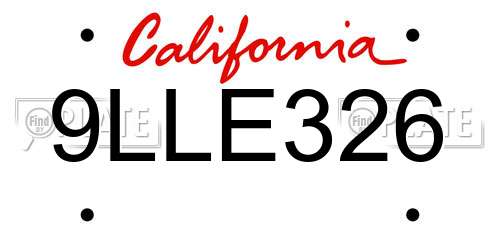 9LLE326 California License Plate
