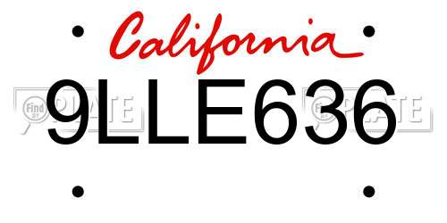 9LLE636 California License Plate