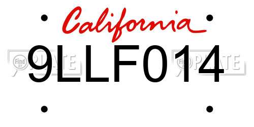 9LLF014 California License Plate