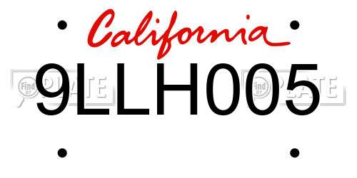 9LLH005 California License Plate