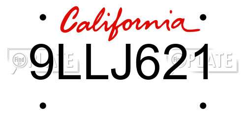 9LLJ621 California License Plate