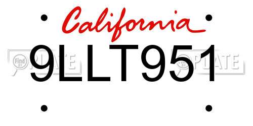 9LLT951 California License Plate