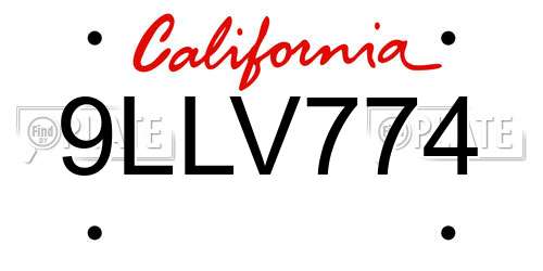 9LLV774 California License Plate