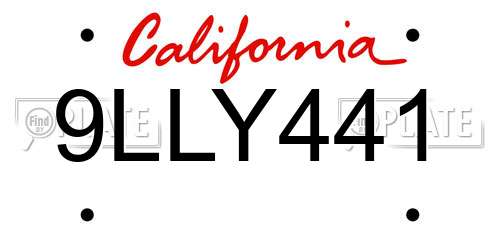 9LLY441 California License Plate