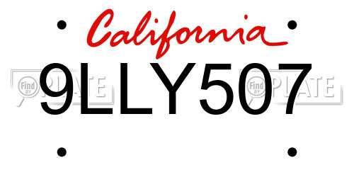 9LLY507 California License Plate