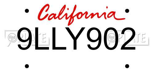 9LLY902 California License Plate