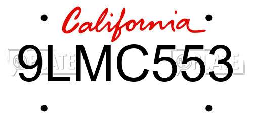 9LMC553 California License Plate