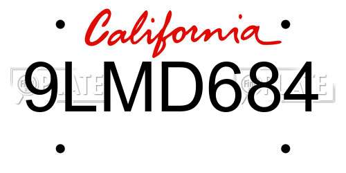 9LMD684 California License Plate