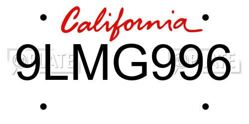 9LMG996 California License Plate