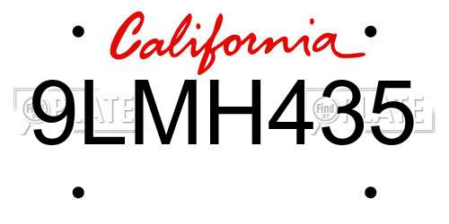 9LMH435 California License Plate