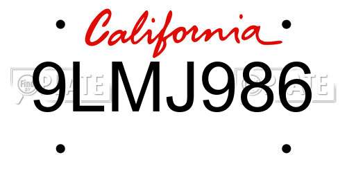 9LMJ986 California License Plate