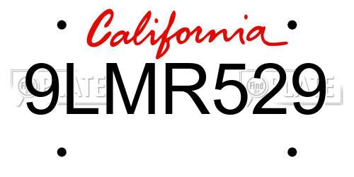 9LMR529 California License Plate